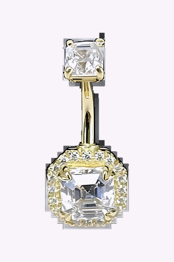 Navelpiercing i 18K äkta guld med diamantfattade cubic zirconer