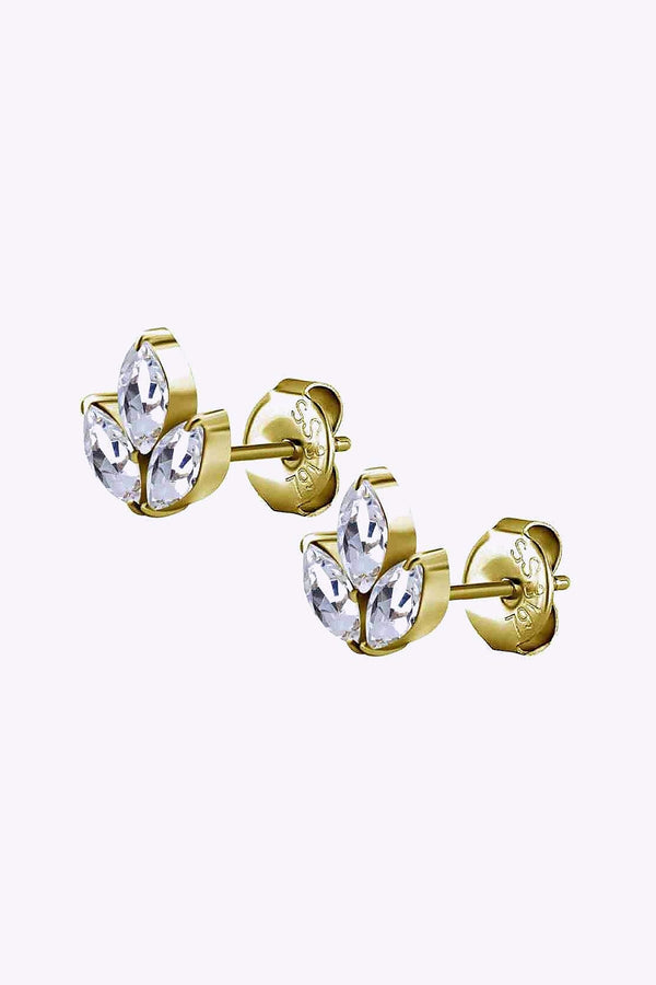 Orhange Blomma Med 3 Kristaller 18K Guld Pvd
