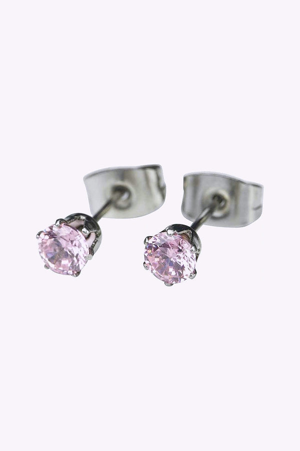 Orhange I Kirurgiskt Stal Med Rosa Kristall 4 Mm