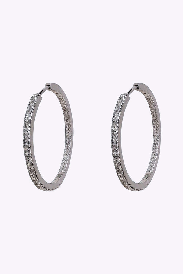 Orhangen Silver Ringar Hoops Nickelfritt Med Vackra Kristaller