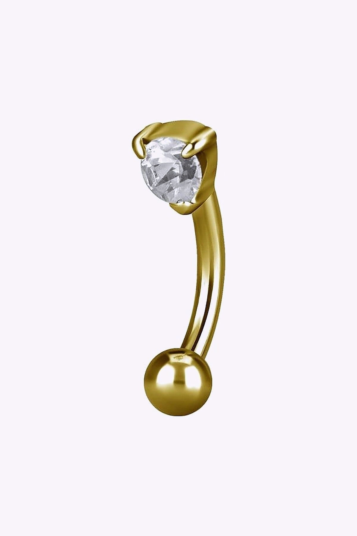 Piercing Ogonbryn Med Kristall 24K Guld Pvd 1 2Mm