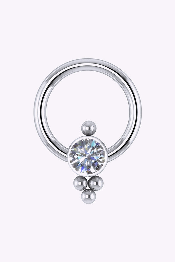 Piercingring Med Kristall 1 2 Mm Titan
