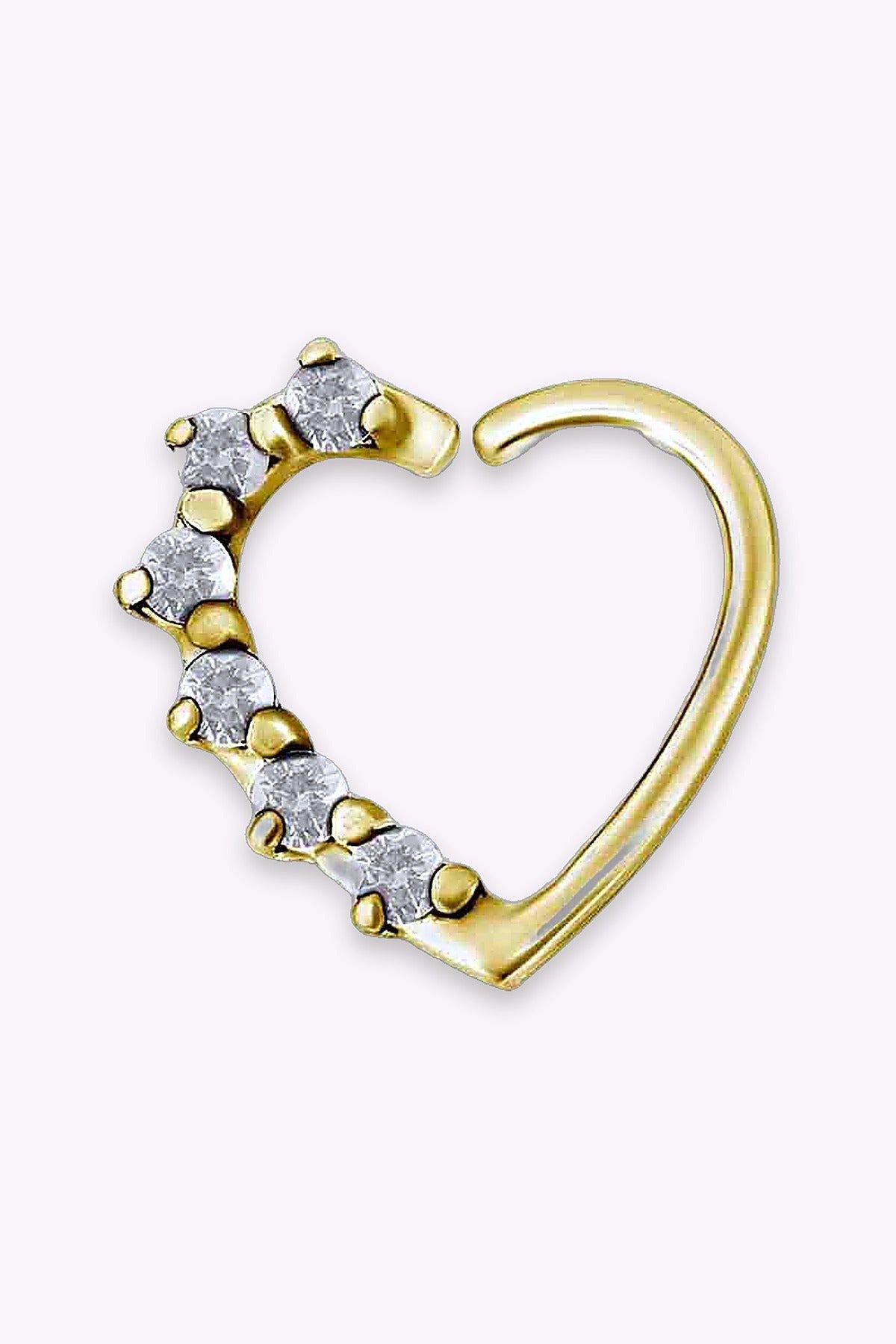 Piercingsmycke Ora 1 2 Mm Hoger Hjartform Guld Vita Kristaller