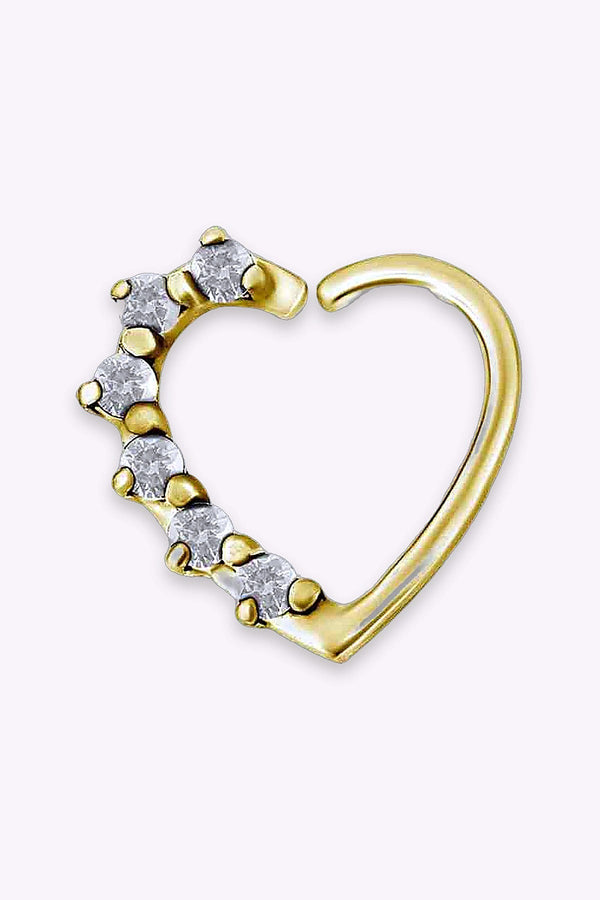Piercingsmycke Ora 1 2 Mm Hoger Hjartform Guld Vita Kristaller