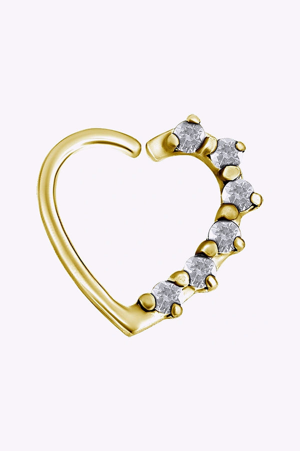 Piercingsmycke Ora 1 2 Mm Vanster Hjartform Guld Vita Kristaller