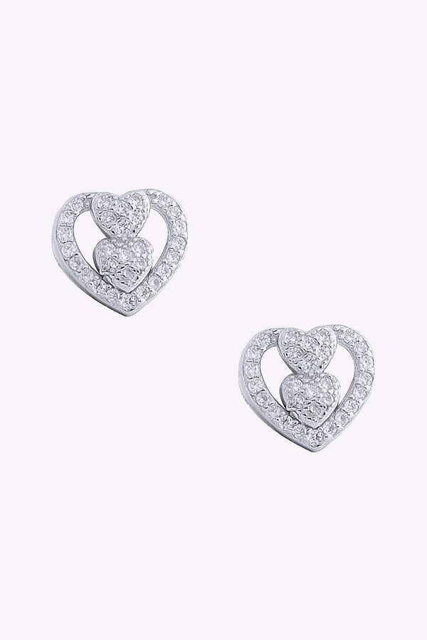 Silver Orhange 3 Hjarta Med Kristaller Nickelfritt 925 Sterling