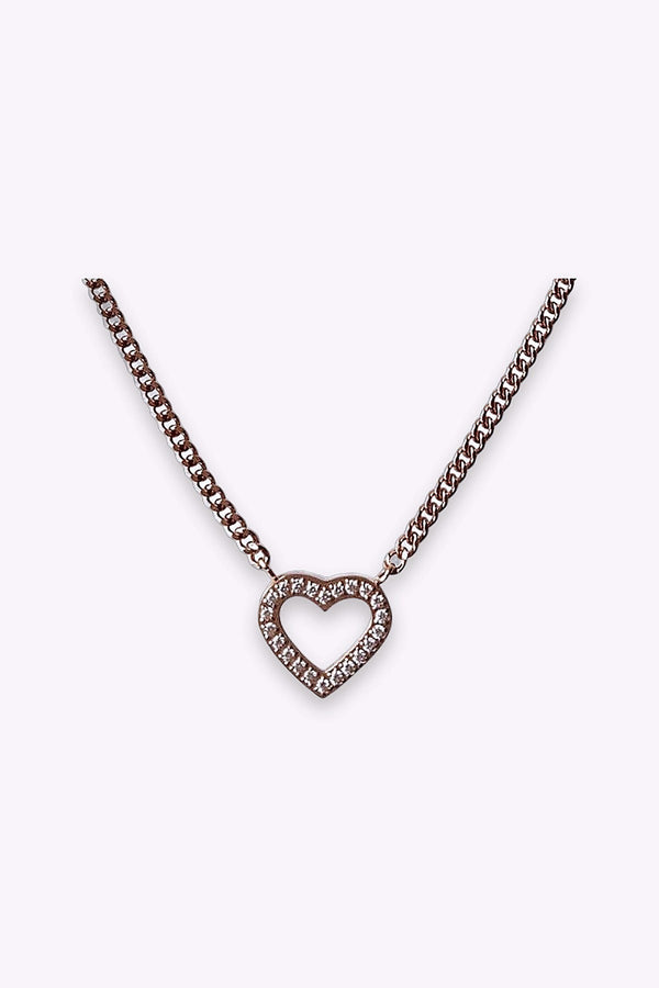 Stalhalsband Kristallhjarta Roseguld