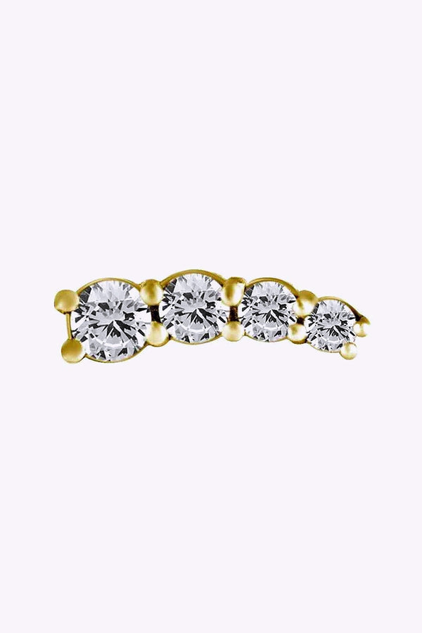 Topp Till Invandigt Gangad Labret 1 2 Mm 24K Guld Pvd Vanster Vita Kristaller