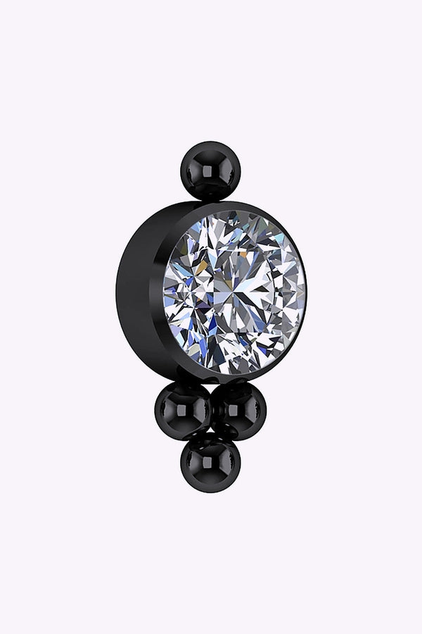 Topp Till Invandigt Gangad Labret 3 Mm Kristall Titan Svart Pvd