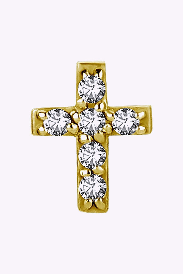 Topp Till Invandigt Gangad Labret Kors 24K Guld Pvd 3