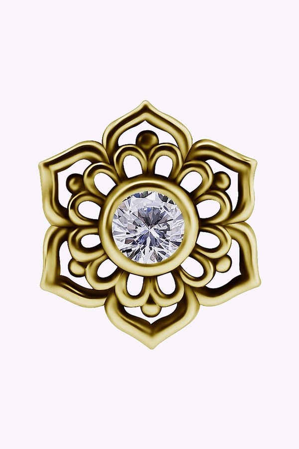 Topp Till Piercingstav Blomma Och Swarovskikristall 18K Akta Guld